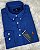 Camisa Social Oxford Micro Listrado Manga Longa Azul Royal Logo Clássico Laranja - Imagem 5