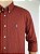 Camisa Social Oxford Micro Listrado Manga Longa Vermelho Logo Clássico Celeste - Imagem 2