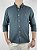 Camisa Social Oxford Micro Xadrez Manga Longa Verde Militar Logo Clássico Laranja - Imagem 3