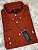Camisa Social Oxford Micro Listrado Manga Longa Laranja Logo Clássico Branco - Imagem 5