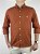 Camisa Social Oxford Micro Xadrez Manga Longa Laranja Logo Clássico Branco - Imagem 4