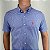 Camisa Ralph Lauren Micro Xadrez Manga Curta Azul Royal Logo Clássico Laranja - Imagem 2