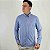 Camisa Ralph Lauren Micro Xadrez Manga Longa Azul Royal Logo Clássico Laranja - Imagem 1