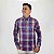 Camisa Social Ralph Lauren Oxford Xadrez Manga Longa Multicolor Roxo Logo Colorido - Imagem 1
