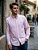 Camisa Ralph Lauren Listrado Clássico Manga Longa Rosa Claro Logo Clássico Celeste - Imagem 1