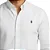 Camisa Social Ralph Lauren Tricoline Manga Longa Branco Logo Clássico Marinho - Imagem 2