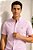 Camisa Ralph Lauren Oxford Manga Curta Rosa Claro Logo Clássico Celeste - Imagem 1