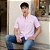 Camisa Tommy Hilfiger Manga Curta Oxford Listrado Rosa Claro Regular Fit - Imagem 1