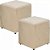 Kit Com 02 Puffs Sonho Suede Bege 50x35x35 - Imagem 1