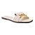 Rasteira Santa Lolla Couro Flat Bico Quadrado Tira Larga Off White Feminina - Imagem 2