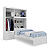 Kit 3x1 Guarda Roupa Solteiro Moderno + Cama + Cabeceira com Baú Acoplada - Imagem 2