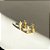 Argola Quadrada Três Linhas Detalhe Zircônias Banho de Ouro 18k - Imagem 3