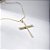 Colar Crucifixo Incolor Grande Banho de Ouro 18k - Imagem 1