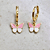 Brinco Argola Infantil Pingente Borboleta Rosa Banho de Ouro 18k - Imagem 1