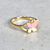 Anel Infantil Borboleta Rosa e Branco Banho de Ouro 18k - Imagem 1