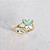 Anel Infantil Borboleta Verde e Branco Banho de Ouro 18k - Imagem 5
