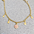 Pulseira Infantil Flor Rosa Seis Pétalas Banho de Ouro 18k - Imagem 2