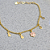 Pulseira Infantil Flor Rosa Seis Pétalas Banho de Ouro 18k - Imagem 3