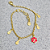 Pulseira Infantil Flor Pink Seis Pétalas Banho de Ouro 18k - Imagem 2
