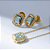 Conjunto Zircônia Sky Blue Retangular Banho de Ouro 18k - Imagem 1