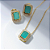 Conjunto Zircônia Verde Claro Retangular Banho de Ouro 18k - Imagem 3
