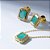 Conjunto Zircônia Verde Claro Retangular Banho de Ouro 18k - Imagem 1