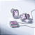 Conjunto Zircônia Rosa Retangular Banho de Ródio Branco - Imagem 1