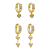 Duo Argolas Corações Flecha Cravejadas Banho de Ouro 18k - Imagem 1