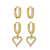 Duo Argola Penduricalho Coração Cravejado Banho de Ouro 18k - Imagem 1