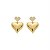 Brinco Coração Duplo Zircônias Incolor Banho de Ouro 18k - Imagem 1