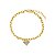 Pulseira Elos Pingente Coração Cravejado Banho de Ouro 18k - Imagem 1