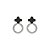 Brinco Trevo Esmaltado Preto e Detalhe Baguettes Circular em Banho de Ródio - Imagem 1