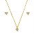 Conjunto Coração Zircônias Incolor Banho de Ouro 18k - Imagem 1