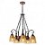 Lustre Madeira e Vidro Florenca  Ø58cm com Corrente para 5 Lampadas E27 - Imagem 1