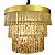 Lustre Redondo Cristal Folha de Ouro Lisa 60x60cm Dourado Fosco para 9x Lampadas E-14 - Imagem 1