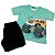 Conjunto Roupa de Bebê Infantil Calor Camiseta Bermuda Verde Carro - Imagem 4