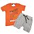 Conjunto Roupa de Bebê Infantil Calor Camiseta Bermuda Laranja Dino - Imagem 1