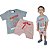 Conjunto Roupa de Bebê Infantil Calor Camiseta Bermuda Vermelho Dino - Imagem 1