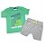 Conjunto Roupa de Bebê Infantil Calor Camiseta Bermuda Verde Dino - Imagem 1