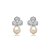 Brinco Flor Cravejado Micro Zircônia e Pérola  - Ródio Branco - Imagem 1
