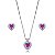 Conjunto Semijoia Coração Cravejado - Ródio Branco Pink - Imagem 1