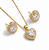 Conjunto Semijoia Coração Cravejado - Ouro Cristal - Imagem 1