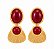 Brinco Canelado Burgundy Esmaltado – Banho em Ouro Amarelo 18k - Imagem 1