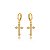 Brinco Religioso Argola Cruz Cravejada - Ouro - Imagem 1