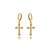 Brinco Religioso Argola Cruz Cravejada - Ouro - Imagem 1