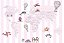 Papel de Parede Infantil de Mapa Mundi Rosa com Faixas - Imagem 5
