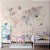 Papel de Parede Infantil de Mapa Mundi Claro com Animais - Imagem 1