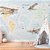 Papel de Parede Infantil de Mapa Mundi em Tons Pasteis com Aviões e Balões - Imagem 2