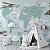 Papel de Parede Infantil de Mapa Mundi Infantil Azul Com Geleiras e Aviões - Imagem 5