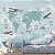 Papel de Parede Infantil de Mapa Mundi Infantil Azul Com Geleiras e Aviões - Imagem 1